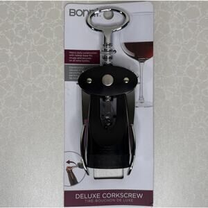 Bonny Deluxe Wing Corkscrew Wine Bottle Opener Black Heavy Duty Rubber Grip New